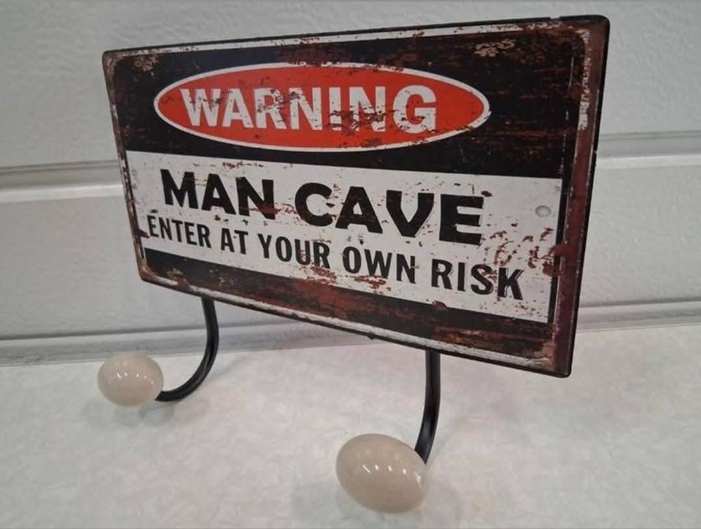 Kapstok " Warning Man Cave ", Ophalen of Verzenden, Huis en Inrichting
