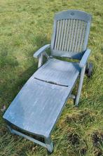 Groen kunststof ligbed met wielen en kussen, Ophalen, Gebruikt, Kunststof, Verstelbaar