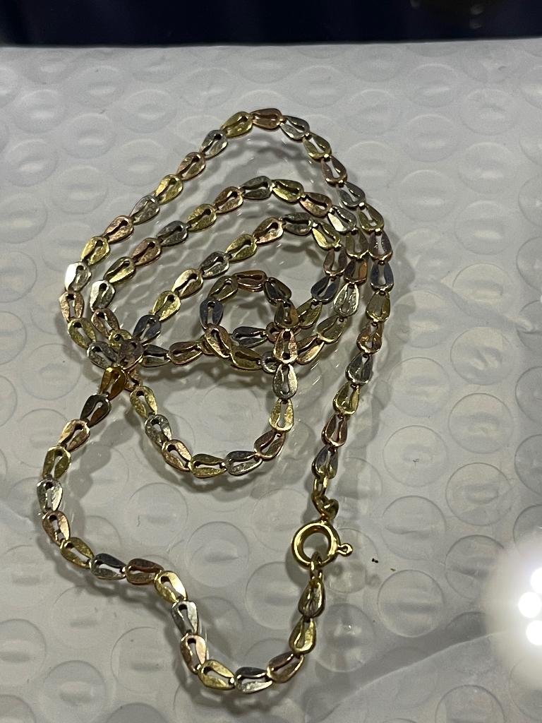 Bicolor gouden collier fantasieschakel 43cm, Ophalen of Verzenden, Nieuw, Goud, Zilver