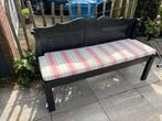 Zwart houten bankje met kussen, Ophalen, Gebruikt, Overige maten, Minder dan 75 cm