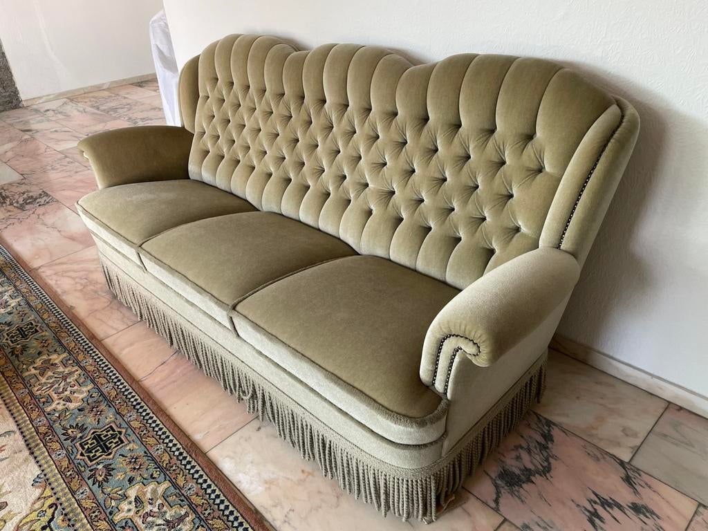 vintage bank fauteuils mohair velours franjes, Ophalen of Verzenden