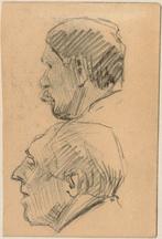 S. H. de Roos krijttekening "Gerechtszaal, - 2 Mannen", 1896, Antiek en Kunst, Kunst | Tekeningen en Foto's, Ophalen