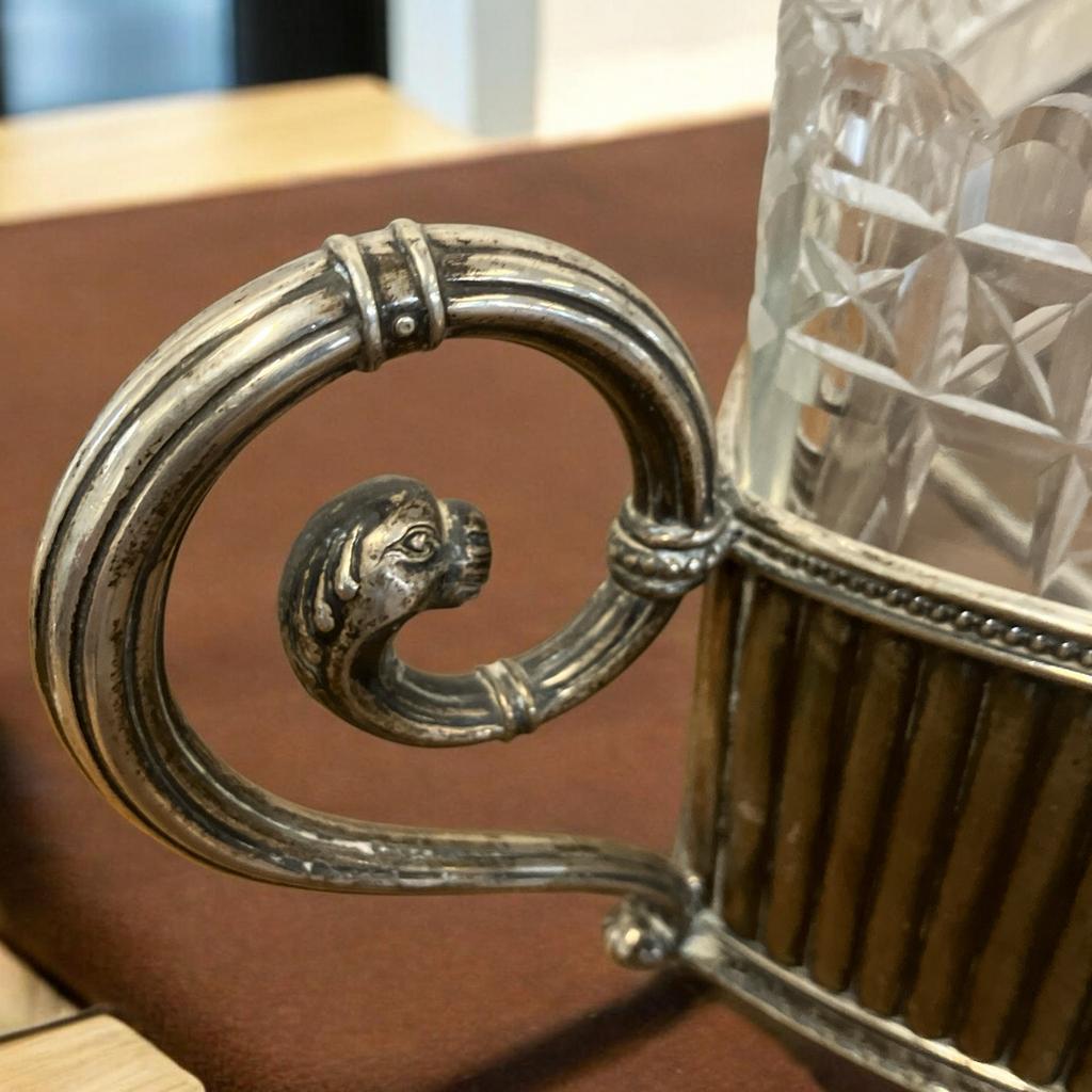 Jugendstil Zilveren Jardinière met Kristallen Inzet, Ophalen, Zilver