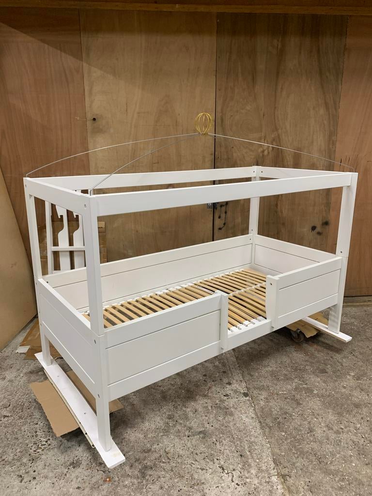 LIFETIME KIDSROOMS 4-in-1 Bed - Wit Houten Kinderbed, Ophalen, Eenpersoons, Wit, 200 cm