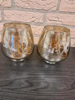 Windlichten 2 stuks bruin rookglas, Overige materialen, Bruin, Nieuw, Ophalen of Verzenden