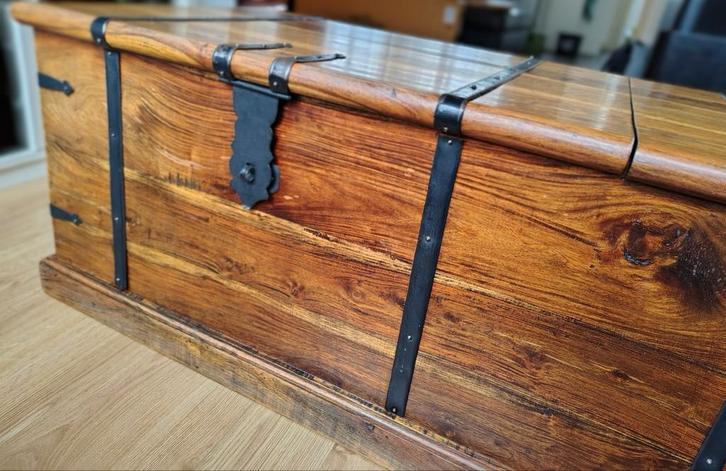 Houten kist / wijnkist / opbergkist / scheepskist, Huis en Inrichting, Woonaccessoires | Kisten, Gebruikt, Minder dan 50 cm, 50 tot 75 cm