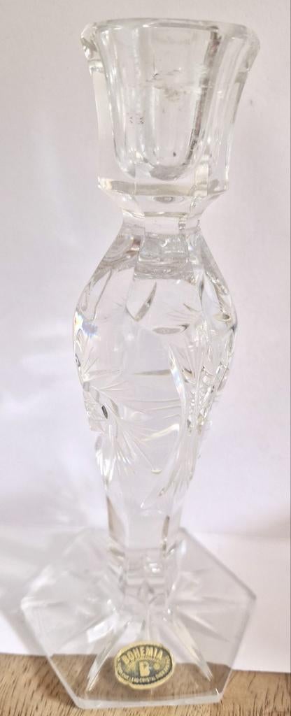 Bohemia Kristallen Kandelaar - 19 cm hoog, Ophalen of Verzenden, Kristal