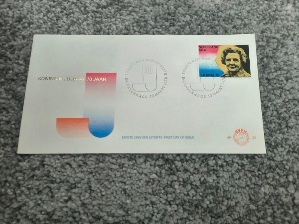 Fdc Koningin Juliana 70 jaar, Postzegels en Munten, Ophalen of Verzenden, Onbeschreven, Nederland