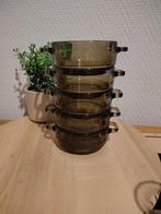 5 Arcoroc France rookglas soepkommen met oren, Ophalen of Verzenden