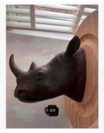Neushoorn kapstok beeld op houten ondergrond, huis, Ophalen of Verzenden
