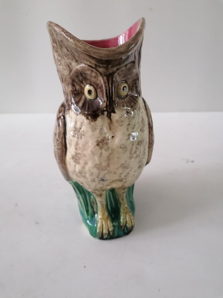 brocante franse kan in de vor m van een uil 26 cm hoog, Ophalen of Verzenden