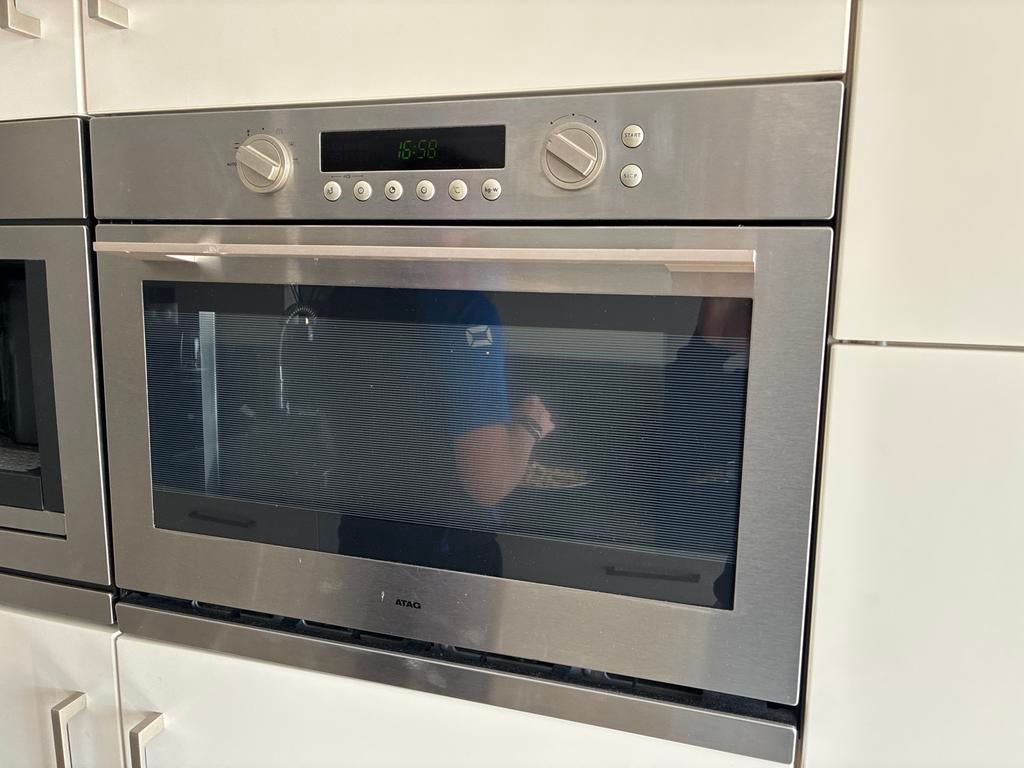 2  de zelfde ATAG Inbouw Oven met Magnetronfunctie - RVS, Witgoed en Apparatuur, Hete lucht, Zo goed als nieuw, Oven met grill