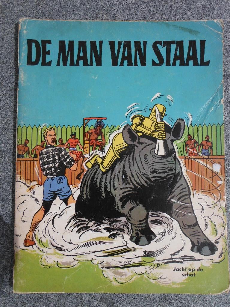 De man van Staal. Nr 3. Jacht op de schat. 1965., Eén stripboek, Ophalen of Verzenden, Gelezen