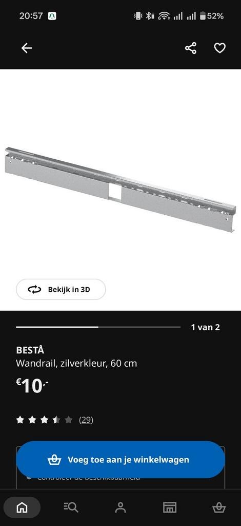 3x IKEA Besta wandrail ophangsysteem - Nieuw en compleet, Ophalen of Verzenden, Nieuw