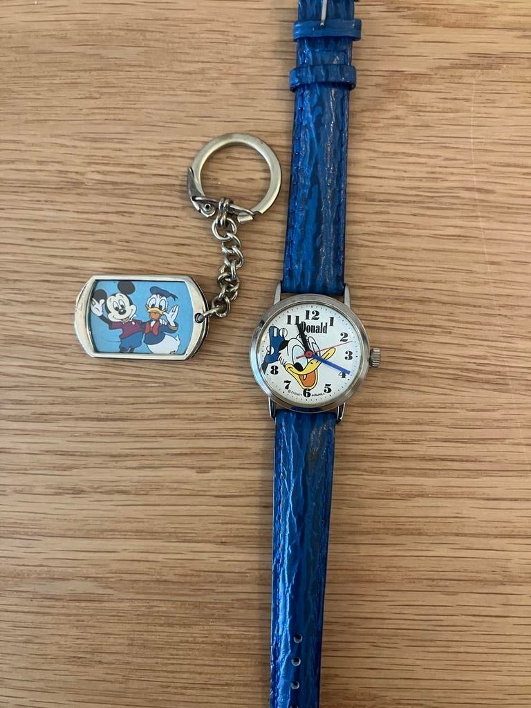 Vintage Disney Avronel Donald Duck Quartz Horloge Kids, Ophalen of Verzenden, Zo goed als nieuw, Blauw, Jongen of Meisje