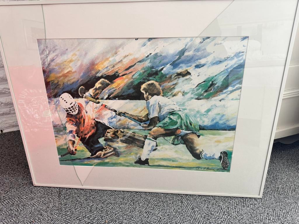 Gesigneerde litho Angelique van den Born – Dameshockey, Ophalen of Verzenden