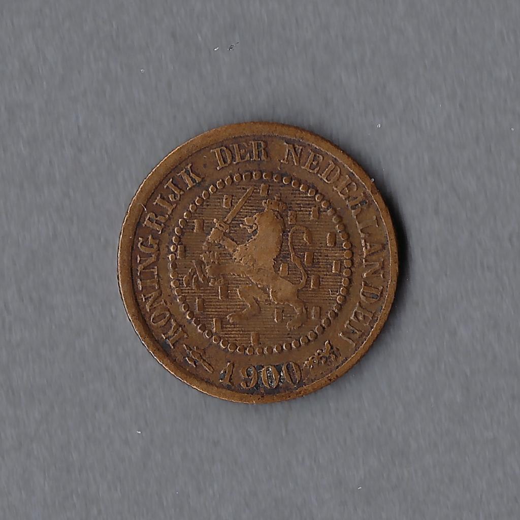1/2 (halve) cent 1900 Wilhelmina, Postzegels en Munten, Ophalen of Verzenden, Koningin Wilhelmina, Overige waardes, Losse munt