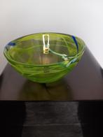 Kosta Boda glazen schaal, groen met blauw en wit, Ophalen of Verzenden