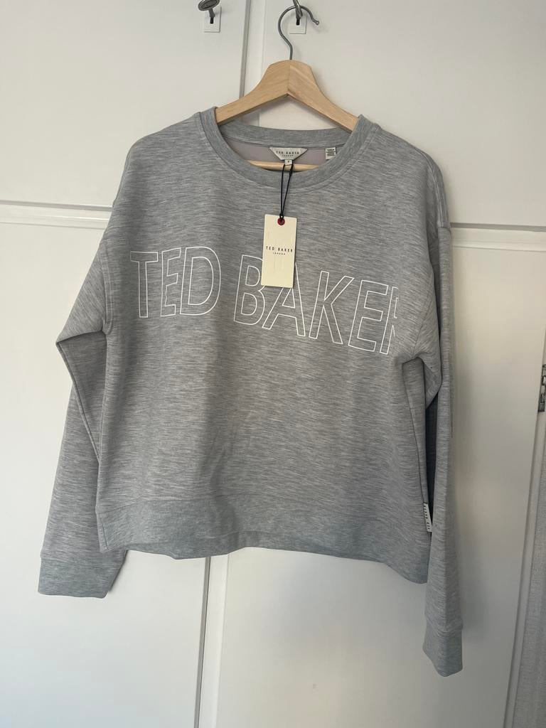 Ted Baker London Sweater - Grijs met wit logo, Ophalen of Verzenden, Nieuw, Maat 38/40 (M), Grijs