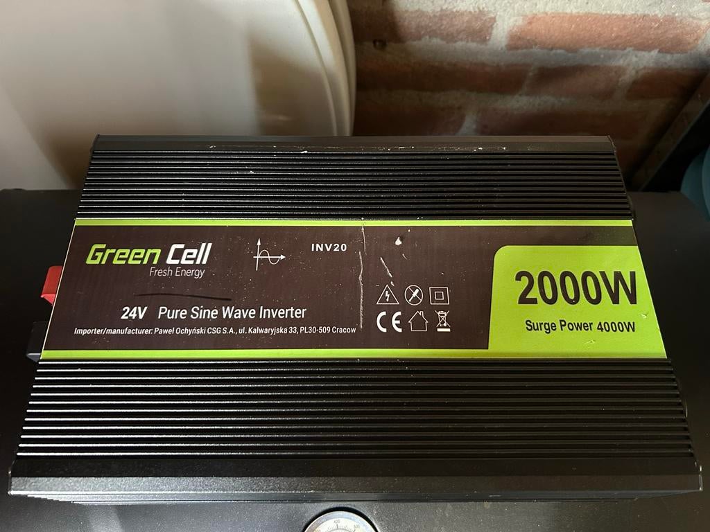 Greencell 24v 230v 2000w zuivere sinus omvormer + magnetron, Ophalen of Verzenden, Gebruikt, Overige merken