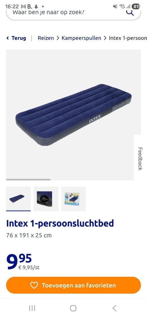 2 stukken Intex 1-persoons luchtbed, Ophalen