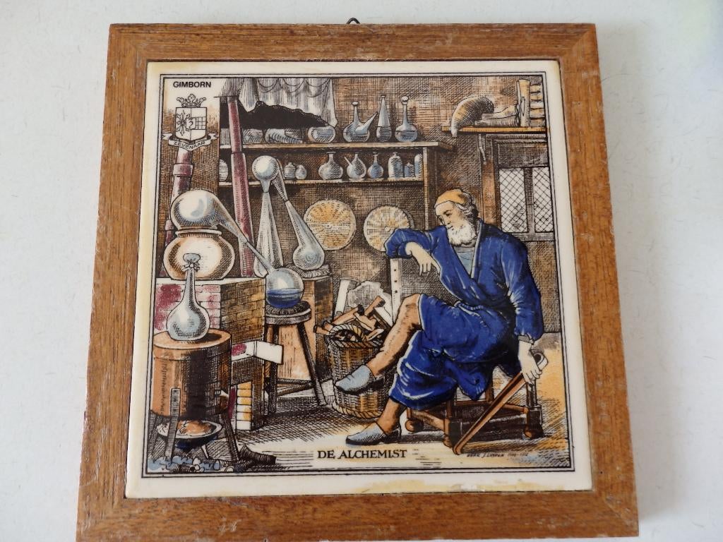 Tegel in hout lijstje kleur de Alchemist, Ophalen of Verzenden