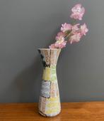 50 jaren D 7 JASBA vaas diabolo model geel pastel streep, Huis en Inrichting, Woonaccessoires | Vazen, Gebruikt, Overige kleuren