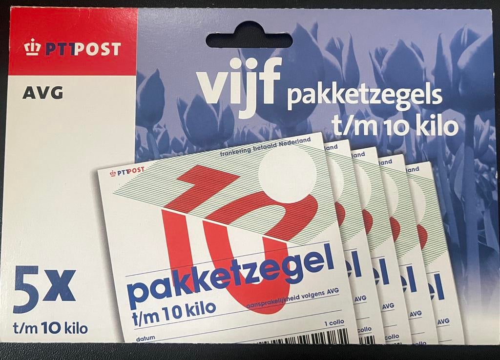 Zeldzame hangverpakking met 5 pakketzegels 10 kg, Verzenden, Na 1940, Postfris