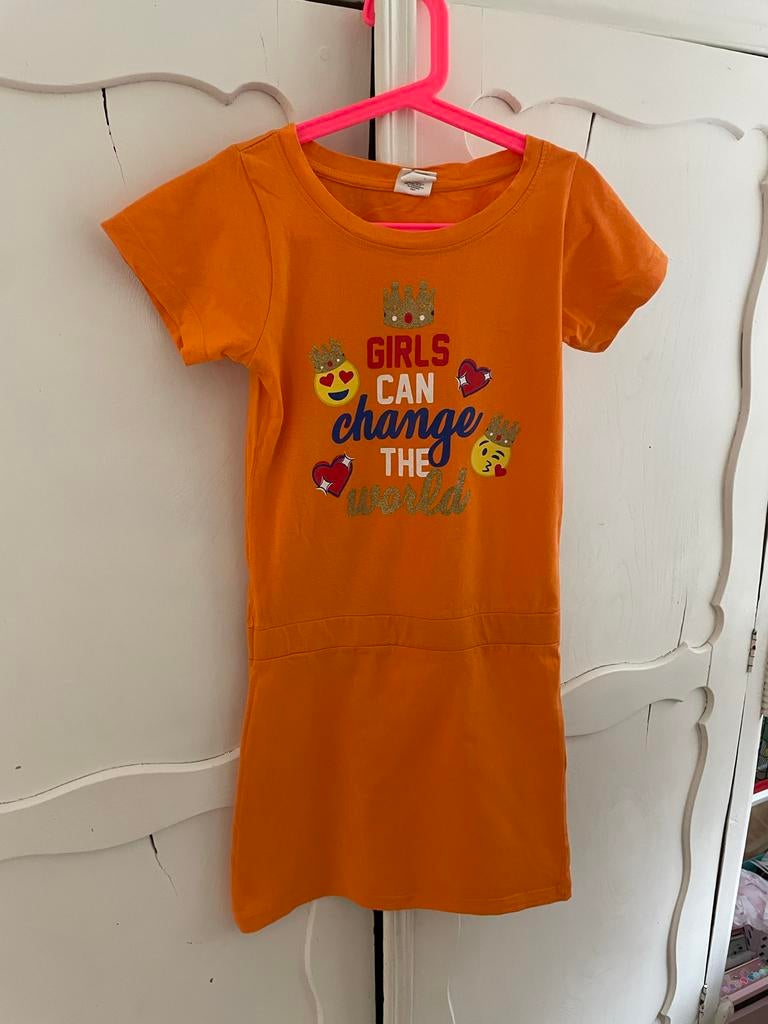 Oranje jurkje Koningsdag/Koningsspelen maat 140/146, Kinderen en Baby's, Kinderkleding | Maat 140, Ophalen of Verzenden, Gebruikt