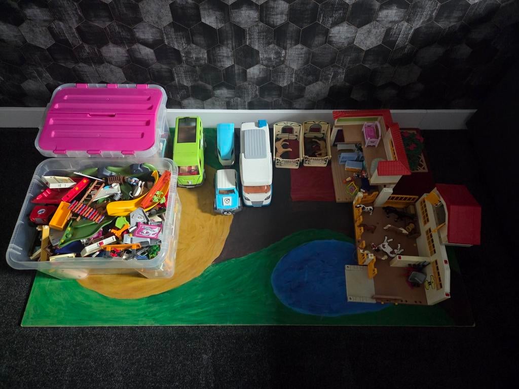 Grote Playmobil set met paarden en voertuigen, Ophalen, Gebruikt, Complete set