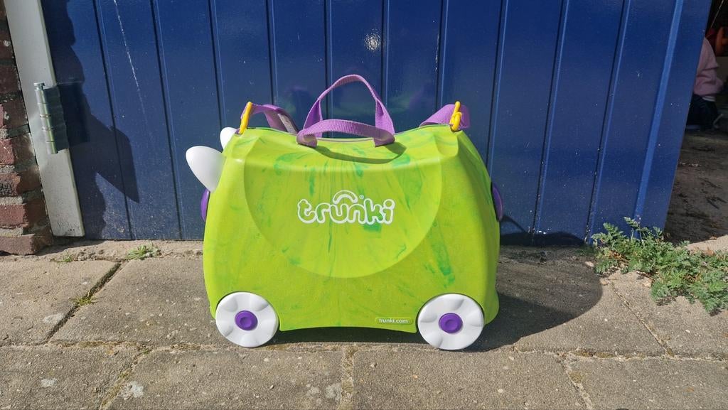 Trunki Dino Kinderkoffer - Groen/Paars, Ophalen, Gebruikt, Hard kunststof, Wieltjes