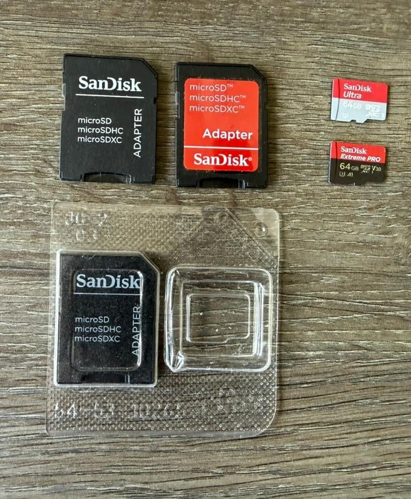 SanDisk 64GB microSD Set - Extreme Pro, Gebruikt, Ophalen of Verzenden, Fotocamera, MicroSD