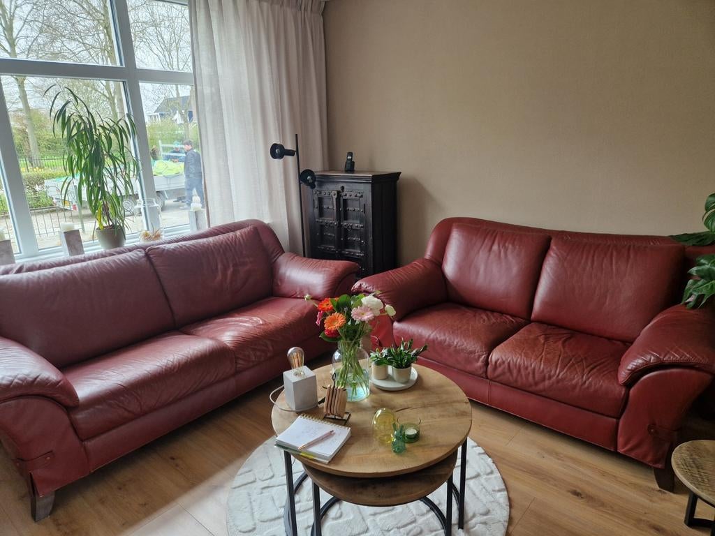 Leren banken van Natuzzi, Huis en Inrichting, Banken | Bankstellen, Ophalen, Gebruikt, 150 tot 200 cm, Tweepersoons