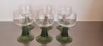 6 Vintage Roemer Wijnglazen - Groene Geribbelde Stam, Ophalen