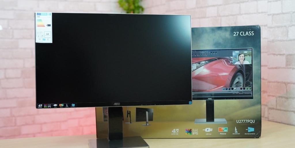 AOC U2777PQU 27 inch 4K IPS Monitor Zilver/Zwart, AOC Gaming, HDMI, Refurbished, Ophalen of Verzenden