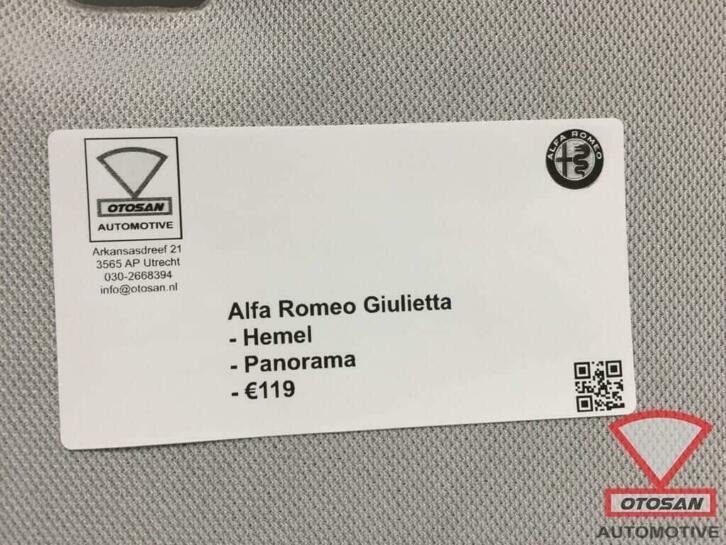 alfa romeo giulietta hemel bekleding panoramadak, Auto-onderdelen, Interieur en Bekleding, Gebruikt, Dpofca@stellantis.com, Stellantis Europe S.p.A.