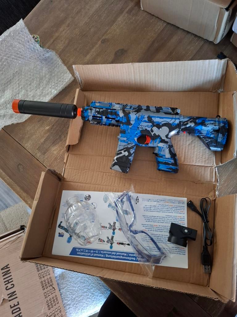 Anstoy Elektrische Gel Ball Blaster - Blauw Camouflage, Kinderen en Baby's, Speelgoed | Buiten | Actiespeelgoed, Ophalen of Verzenden