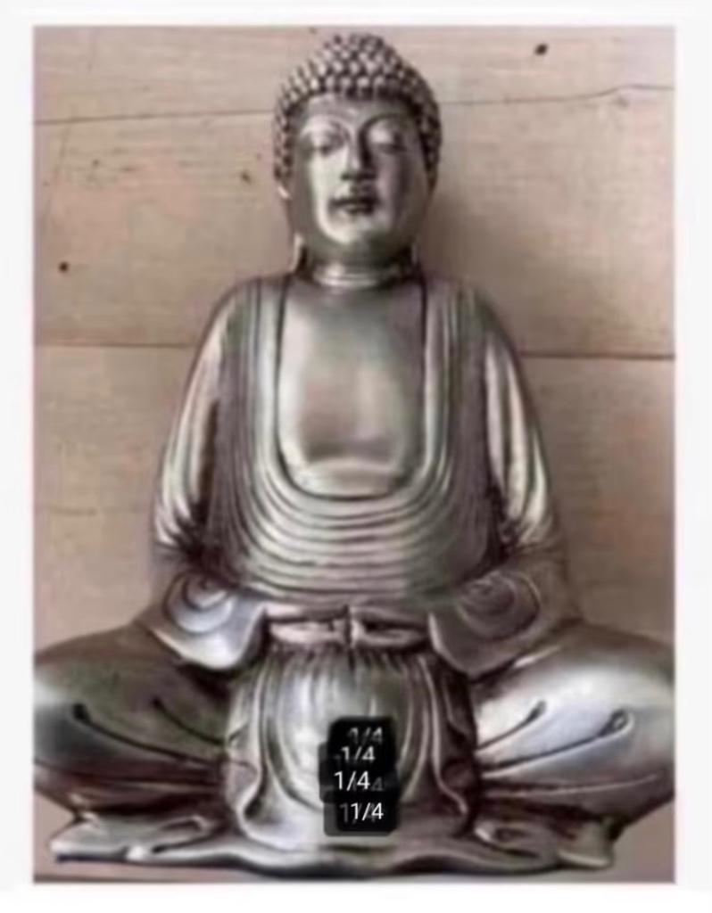 Zwaar Polyresin Boeddha beeld 20 cm binnen buiten, Ophalen of Verzenden