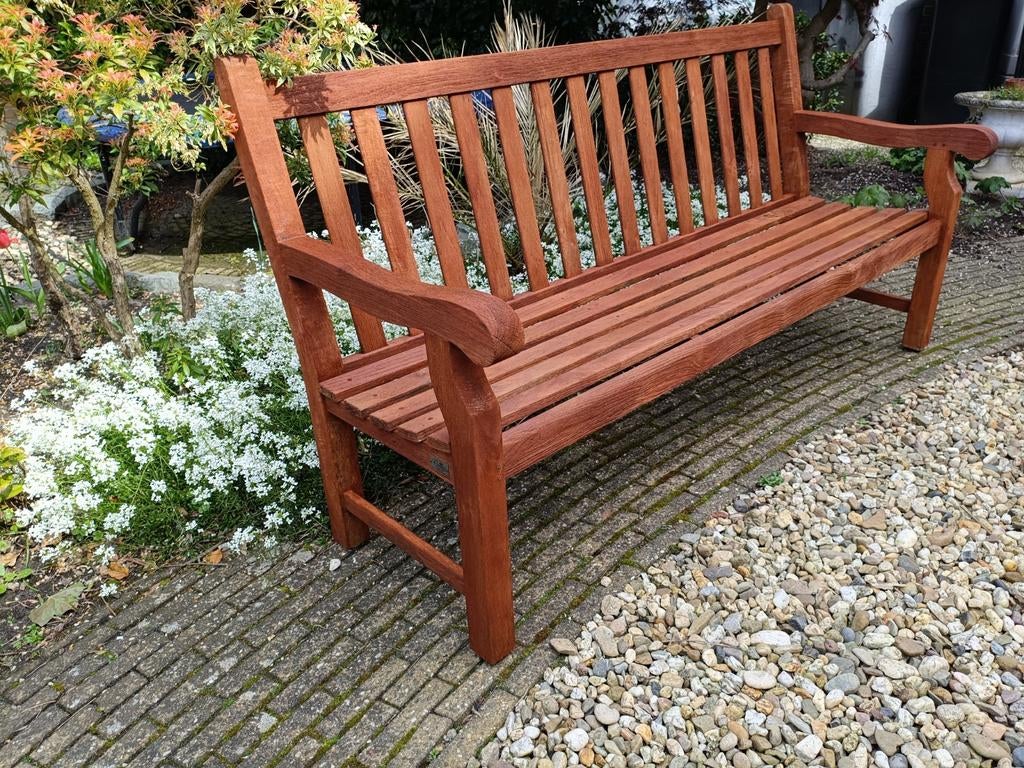 Hardhouten tuinbank 183cm breed, 3 persoons., Tuin en Terras, Tuinbanken, Ophalen, Gebruikt, Hout
