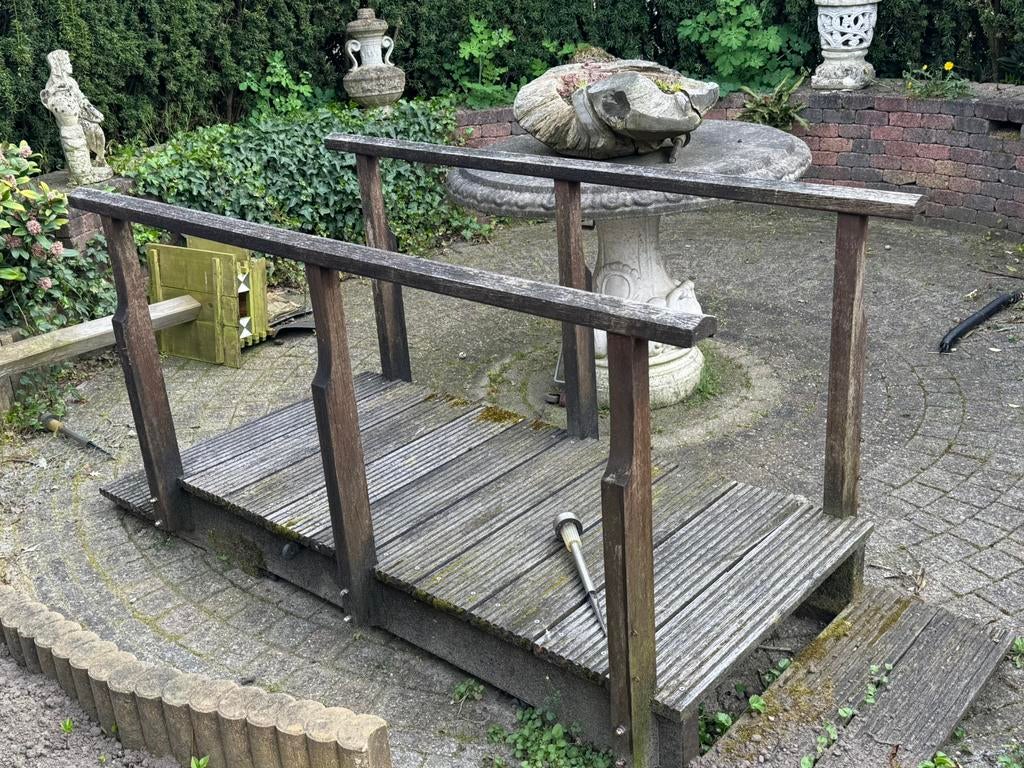 Houten tuinbrug / sierbrug – decoratief en stevig, Tuin en Terras, Ophalen, Zo goed als nieuw, Hout