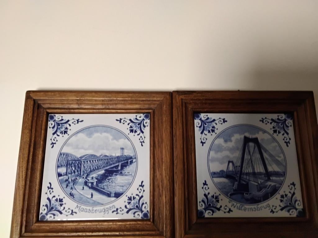 Delfs blauwe tegeltjes willemsbrug en maasbruggen, Ophalen