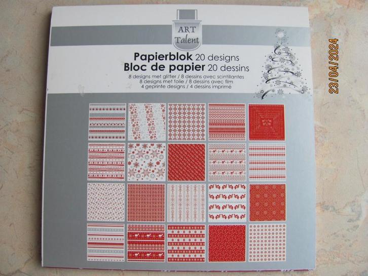 NIEUWSTAAT papier PAPIERBLOK 20 designs paperpad CHRISTMAS, Hobby en Vrije tijd, Kaarten | Zelf maken, Zo goed als nieuw, Overige typen