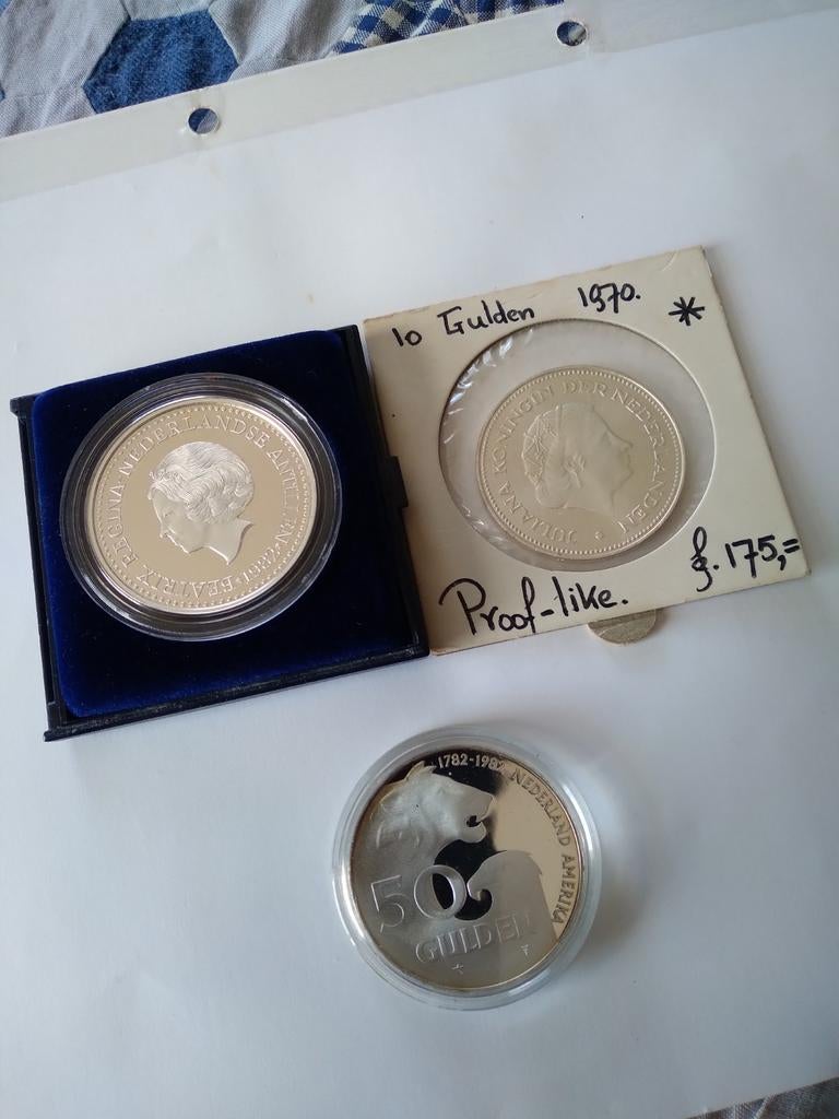 Munten - Een Prooflyke en twee Proof., Postzegels en Munten, Munten | Nederland, Ophalen, Koningin Beatrix, Zilver, Losse munt