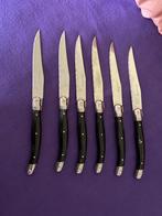 Laguiole steakmessen set van 6 - Zwart handvat, Ophalen of Verzenden, Gebruikt, Rvs of Chroom, Los bestek