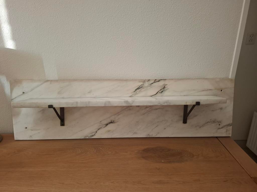 Marmeren achterwand met marmeren plankje, Ophalen of Verzenden