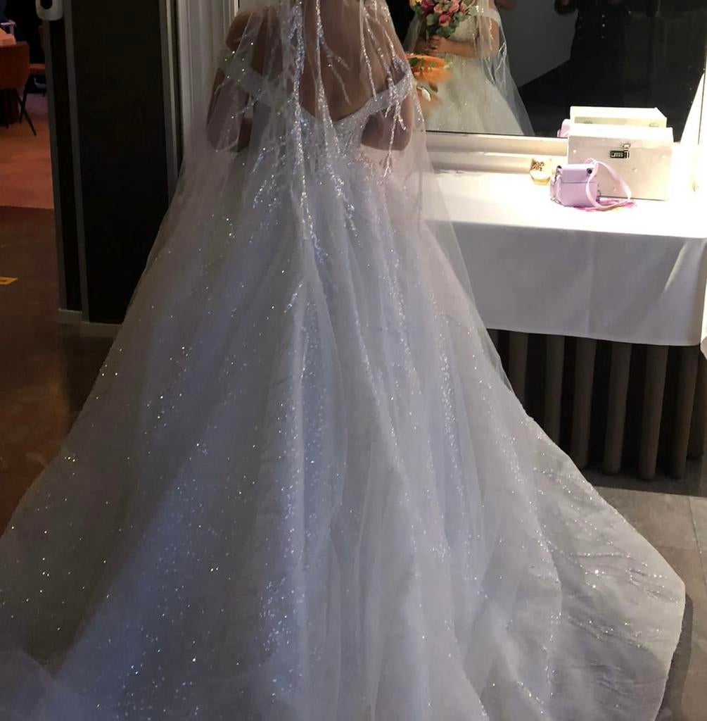 Handgemaakt bruidsjurk - maat 38, Ophalen of Verzenden, Zo goed als nieuw, Wit, Trouwjurk