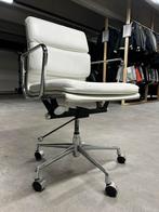 Luxe design bureaustoel – Eames style – wit leer, Ophalen, Zo goed als nieuw, Wit