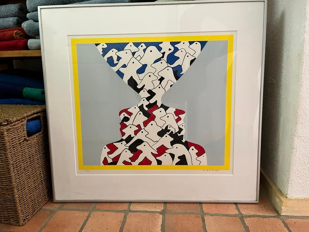Jan Snoeck gesigneerde zeefdruk 1996 - Abstracte figuren, Ophalen of Verzenden