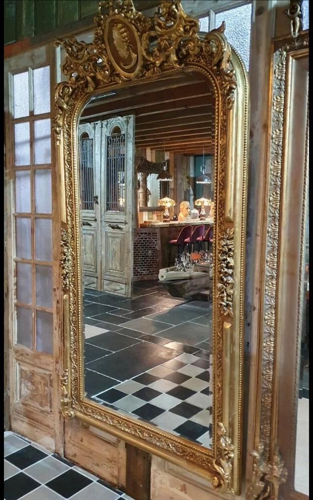 FRANSE BROCANTE BAROK SPIEGEL 120X220 CM, Ophalen of Verzenden