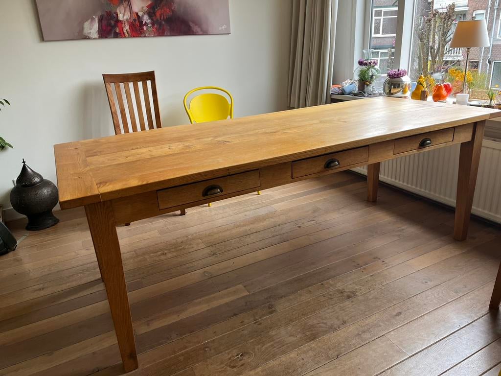 Antieke eettafel, Huis en Inrichting, Tafels | Eettafels, Ophalen, Eikenhout, 200 cm of meer, 50 tot 100 cm